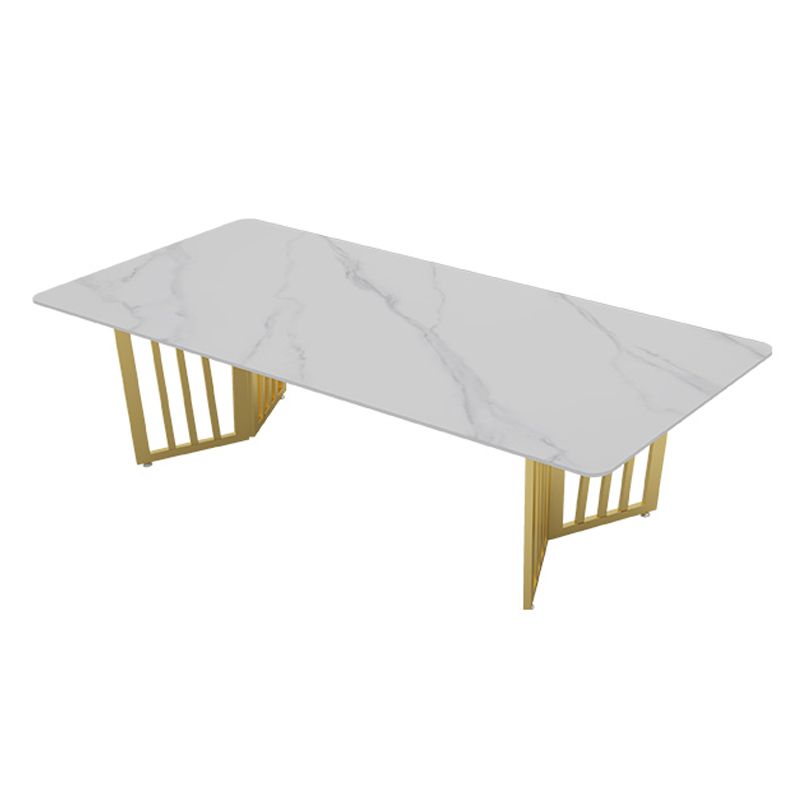 Glam Style Rectangular Office Desk White Top Writing Desk with Sled Base Clearhalo 'furn' 'furn_office_desk' 'Furniture' 'furniture_office_desk' 'Office Desks' 'Office Furniture' 'office_desk' 1200x1200_f3674248-f148-4911-994e-08d0a0802500