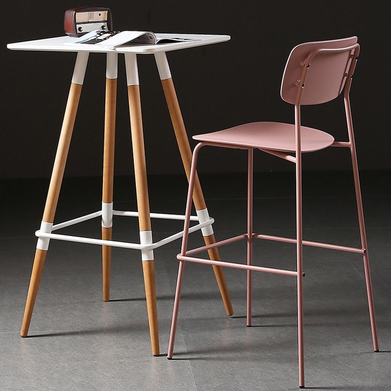 Modern Plastic Bar-stool Square Seat Counter Bar Stool with Metal Legs Clearhalo 'Bar Furniture' 'Bar Stools' 'bar_stools' 'furn' 'furn_bar_stools' 'Furniture' 'Kitchen & Dining Furniture' 1200x1200_f36871c2-b1d9-4df7-ac51-dd517297850a