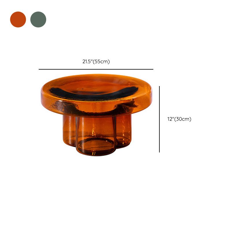Modern Glass Coffee Table with Round Top and One Foot for Living Room Clearhalo 'Coffee & Accent Tables' 'Coffee Tables' 'coffee_tables' 'furn' 'furn_coffee_tables' 'Furniture' 'Living Room Furniture' 1200x1200_f368d113-3c9d-4915-882b-e0fac5e32af5