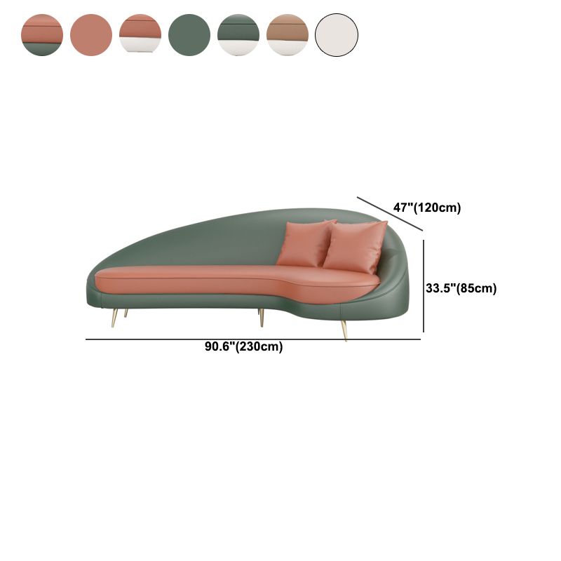 Divano con braccio inclinata in pelle di divano curvo a fondo stretto contemporaneo