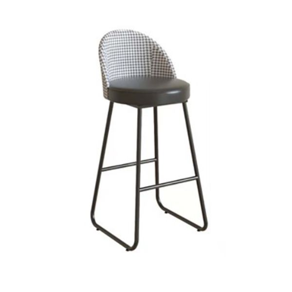 Taburete de barra de cubo de la silla de reposapiés de cuero moderno con base negra