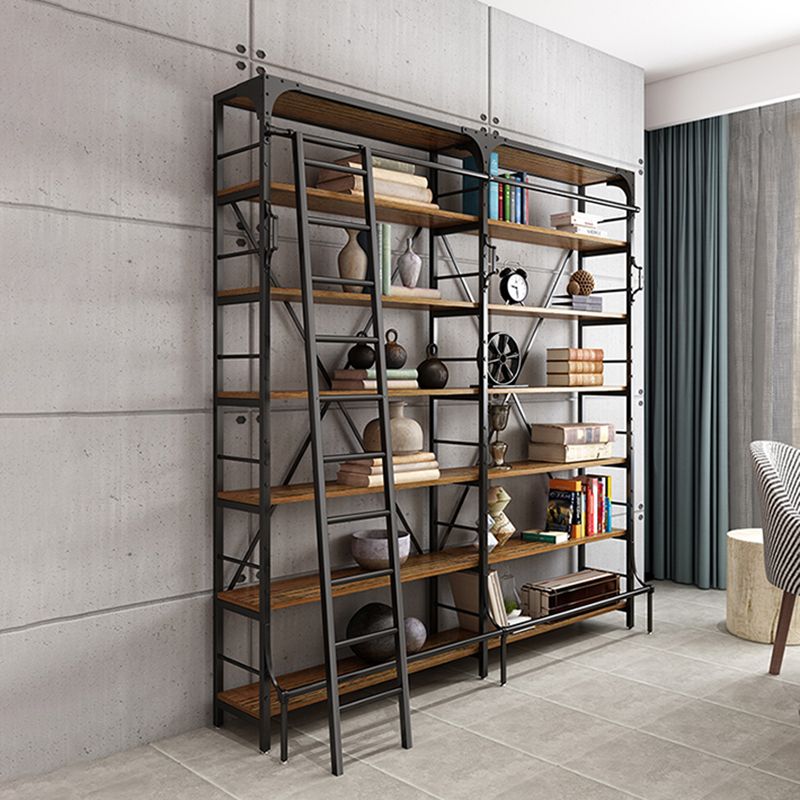 Modern Style Open Back Bookshelf Standard Metal Bookcase in Black Clearhalo 'Bookcases' 'furn' 'furn_bookcases' 'Furniture' 'Office Furniture' 1200x1200_f36a8711-9964-4323-8a4c-00b35f560930