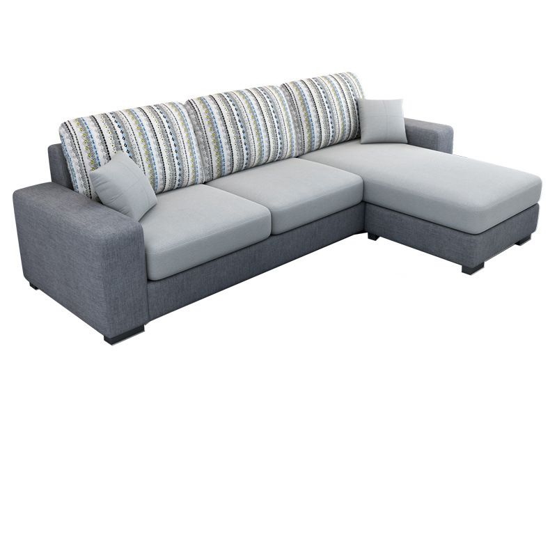 Square Arm 3-Seater Pillowed Back Cushions Sectionals with Chaise Clearhalo 'Furniture' 'furniture_sectionals' 'kitchen' 'kitchen_sectionals' 'Living Room Furniture' 'Sectionals' 1200x1200_f36b2ea3-a220-4f59-940f-662fdb00b2c5