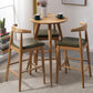 Faux Leather Dining Stools Industrial Bar Stool with Solid Wood Base