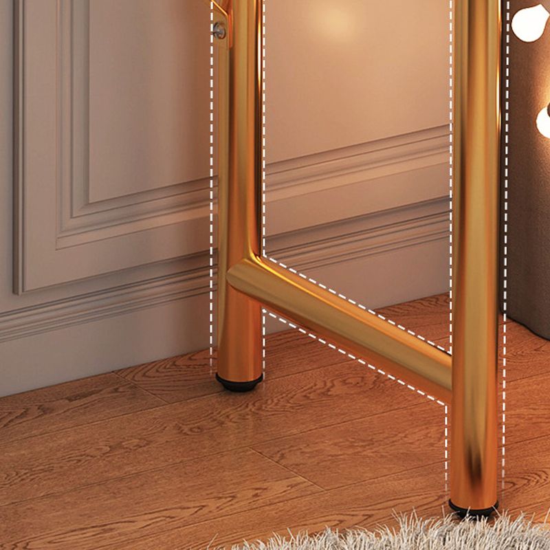 Mid-Century Modern Bedroom Metallic Lighted Mirror With Drawer Makeup Vanity Set