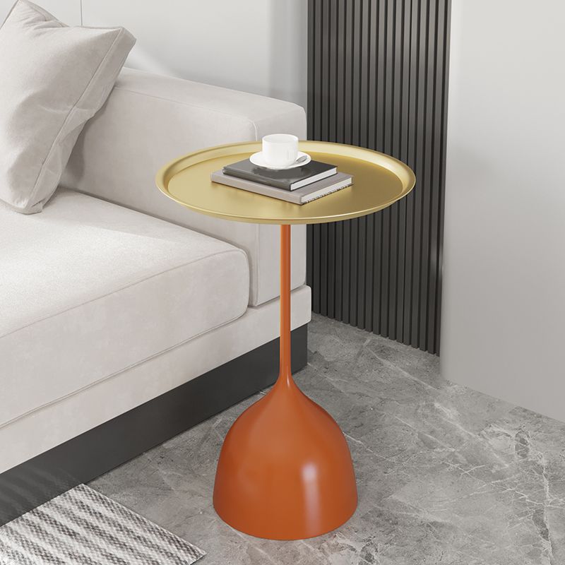 Contemporary Side Table Metal Pedestal Tray Top End Table for Living Room