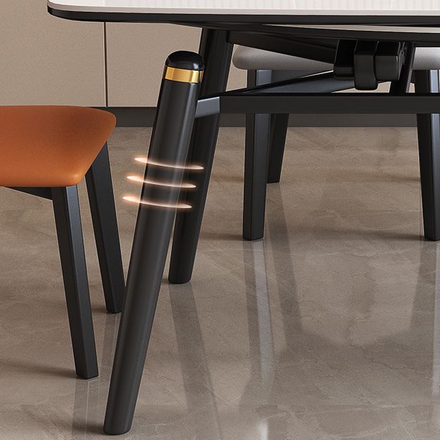 Tavolo da pranzo moderno allungabile in pietra con base in legno per sala da pranzo