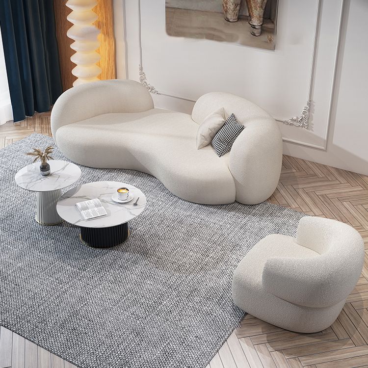 Beige Contemporary Standard Armless Sofa Curved Sofa for Living Room, Apartment Clearhalo 'furn' 'furn_sofas' 'Furniture' 'Living Room Furniture' 'Sofa' 'sofas' 1200x1200_f3708365-3fce-4eaf-bdc4-7efbc3a161f9