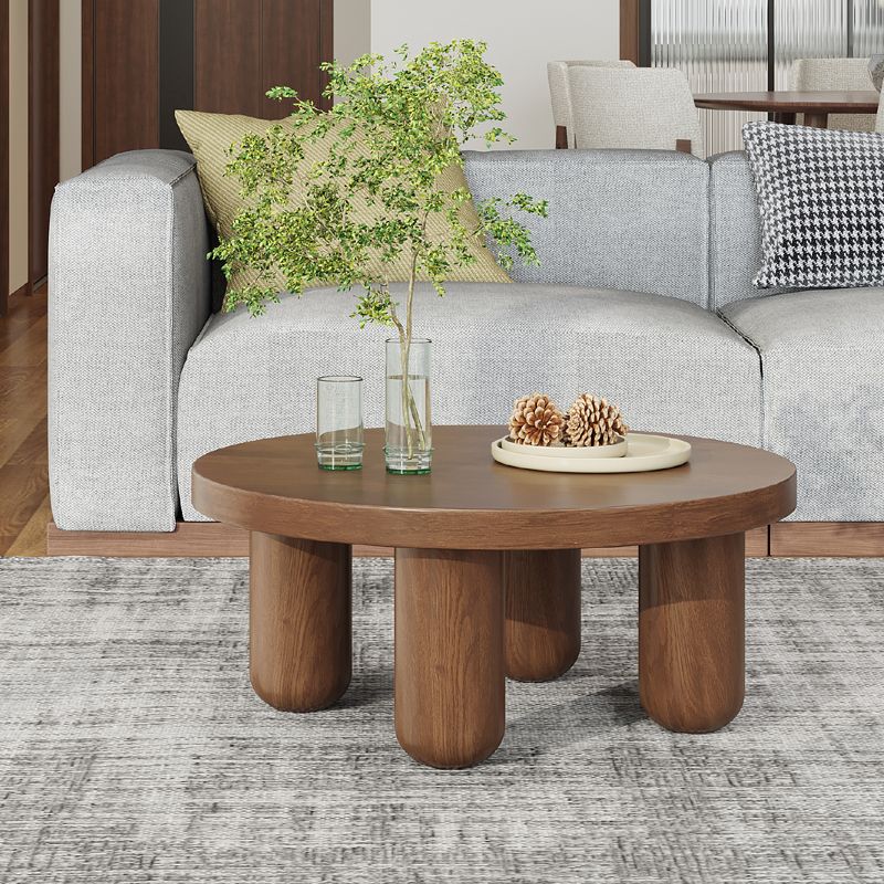Dia 23.6"/27.6"/31.5" Wooden Cocktail Table, Scandinavian 4 Legs Round Coffee Table Clearhalo 'Coffee & Accent Tables' 'Coffee Tables' 'coffee_tables' 'furn' 'furn_coffee_tables' 'Furniture' 'Living Room Furniture' 1200x1200_f370b2be-4613-4e5e-a2ed-1f0a75e2a3f5