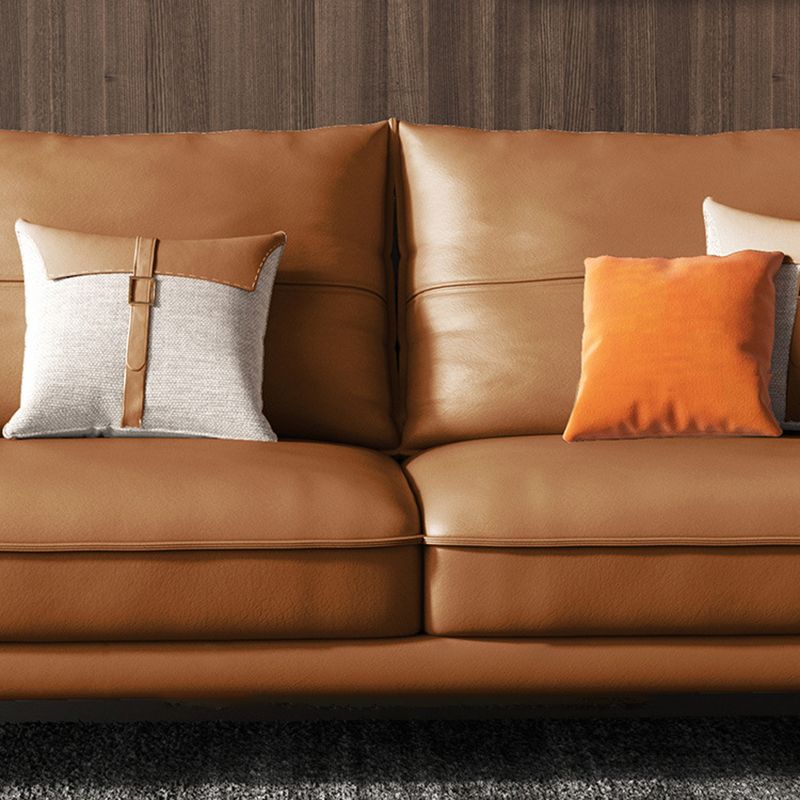Brown Genuine Leather Sectional Sofa Set Pillow Top Arm Sectionals Couch with Pillows Clearhalo 'Furniture' 'furniture_sectionals' 'Living Room Furniture' 'Sectionals' 1200x1200_f370ff5e-5f1c-4c5b-868e-d409e8af09fa