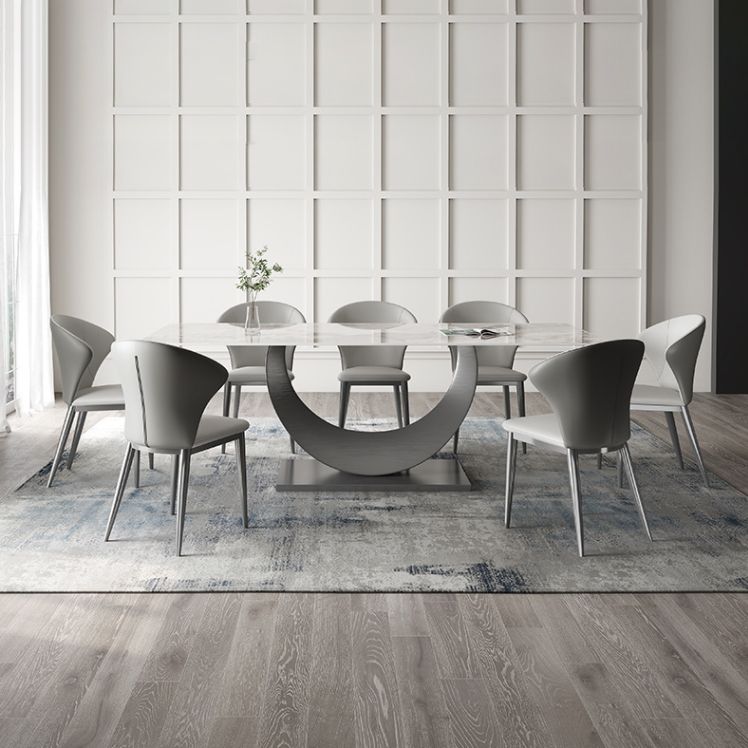 Designer Style Sintered Stone Top Dining Set Rectangle 1/2/3/4/5/7 Pieces Dining Table Set Clearhalo 'Dining Room Sets' 'Dining Tables & Seating' 'dining_room_set' 'furn' 'furn_dining_room_set' 'Furniture' 'Kitchen & Dining Furniture' 1200x1200_f371108c-0d61-460a-98bb-fb56711cfbed