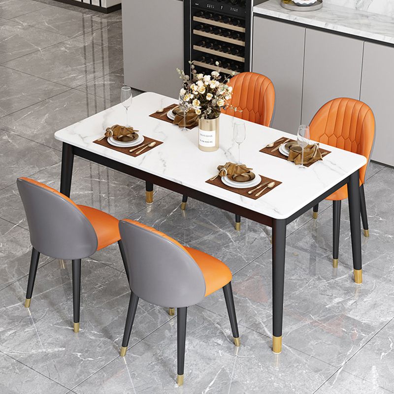 Stone Top Dining Table Rectangle Contemporary Table with 4 Black Legs Clearhalo 'Dining Tables & Seating' 'Dining Tables' 'dining_table' 'furn' 'furn_dining_table' 'Furniture' 'furniture_dining_table' 'Kitchen & Dining Furniture' 'kitchen' 'kitchen_dining_table' 1200x1200_f3714aa3-5b42-48db-8453-6f4856f8b64e