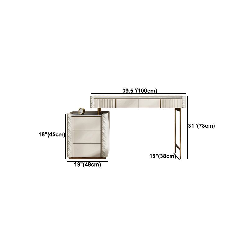 Contador de maquillaje de piedra 14.96 "de ancho mesas de tocador de madera maciza con cajones de almacenamiento