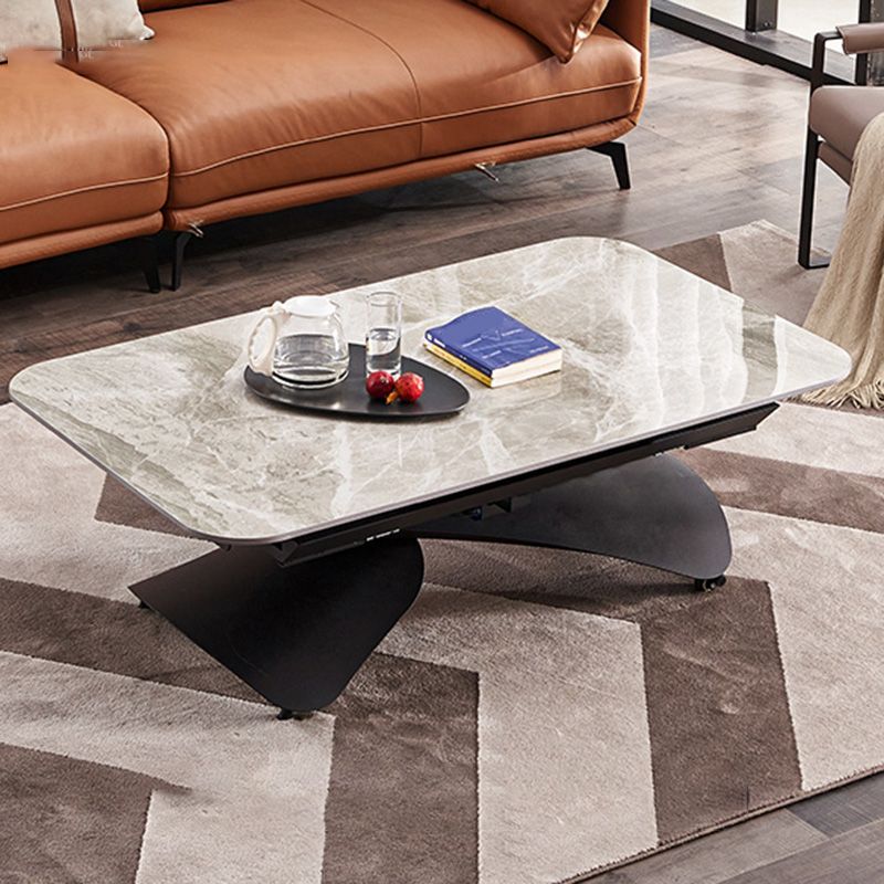Glam Adjustable Height Coffee Table Slate Cross Legs Cocktail Table Clearhalo 'Coffee & Accent Tables' 'Coffee Tables' 'coffee_tables' 'furn' 'furn_coffee_tables' 'Furniture' 'Living Room Furniture' 1200x1200_f3739b13-b5ee-412a-ae44-0d5f38625cfe