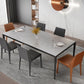 Rectangular Stone Dining Table Modern 4 Legs Furniture in Matte Finish for Home