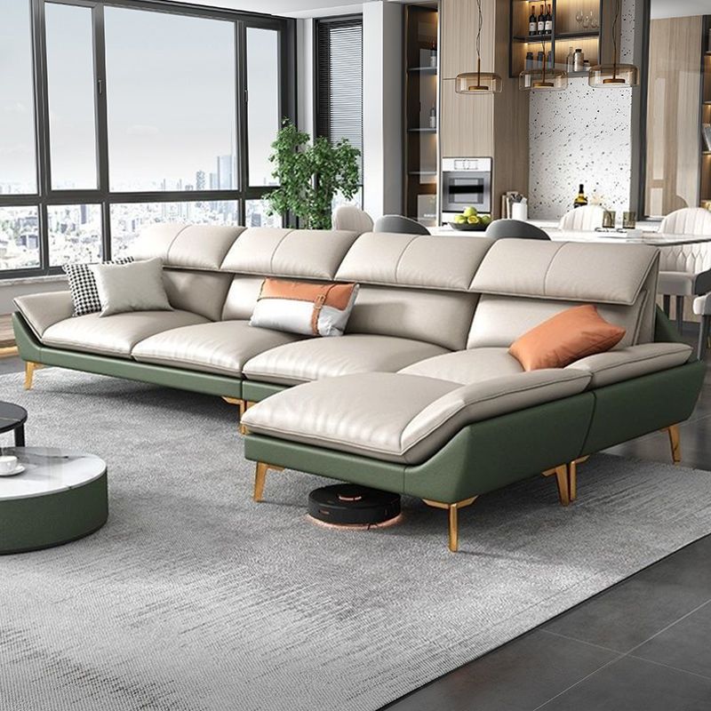 Contemporary Faux Leather Living Room Flared Arm Cushions Seating Clearhalo 'furn' 'furn_sectionals' 'Furniture' 'Living Room Furniture' 'Sectionals' 1200x1200_f37699dd-ef92-45f7-95c7-cde08ec5c347