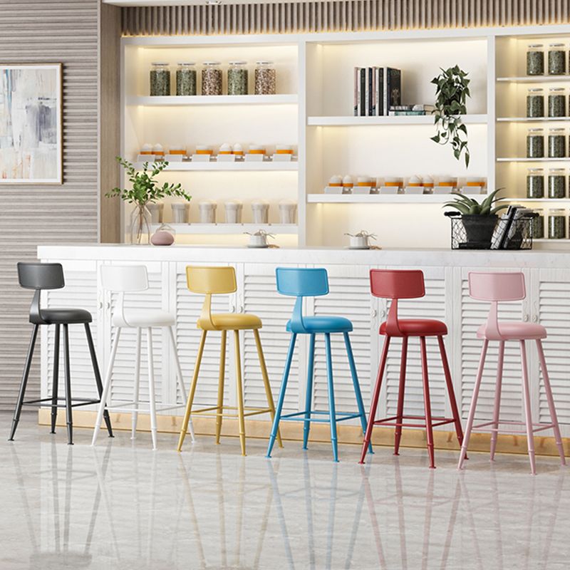 Leather Round Counter Chair Backrest Iron Modern Bar Stool for Coffee Shop Clearhalo 'Bar Furniture' 'Bar Stools' 'bar_stools' 'furn' 'furn_bar_stools' 'furniture_bar_stools' 'Kitchen & Dining Furniture' 'kitchen&dining_furn' 'kitchen' 'kitchen_furn' Furniture' 1200x1200_f3777ef8-14af-49cd-ab27-ff7b62f97074