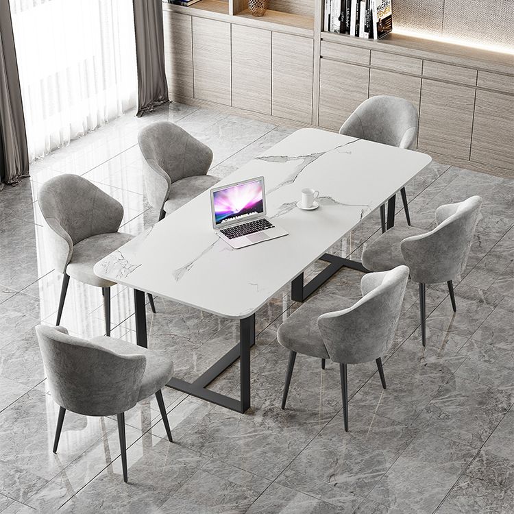 Sintered Stone White Dining Table Luxury Double Pedestal Table for Dining Room Clearhalo ' dining_table' 'Dining Tables & Seating' 'Dining Tables' 'furn' 'furn_dining_table' 'Furniture' 'furniture_dining_table' 'Kitchen & Dining Furniture' 'kitchen&dining_furn' 'kitchen' 'kitchen_dining_table' 1200x1200_f3783972-54b5-4da6-a013-702813fefd1f