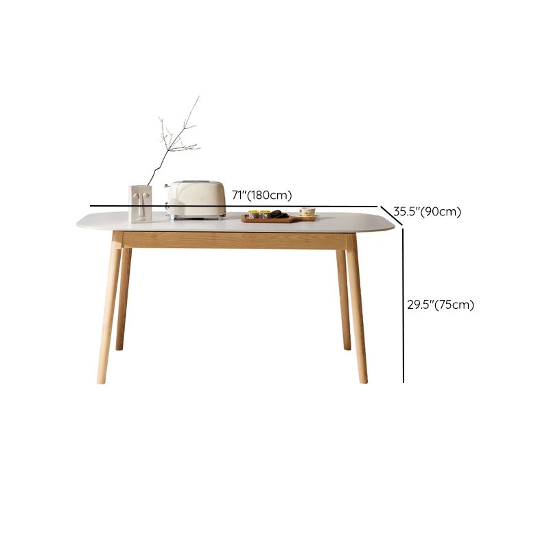 Table rectangulaire de style moderne en pierre frittée avec pieds en bois pour la maison