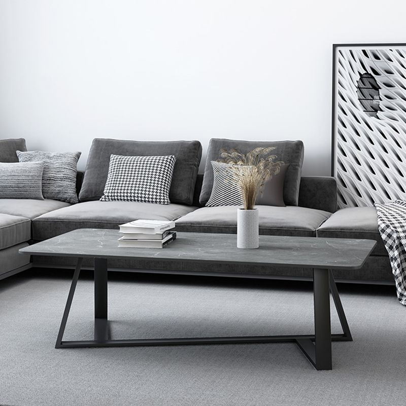 Trestle Marble Cocktail Table Contemporary Rectangular Coffee Table Clearhalo 'Coffee & Accent Tables' 'Coffee Tables' 'coffee_tables' 'furn' 'furn_coffee_tables' 'Furniture' 'Living Room Furniture' 1200x1200_f3787547-85d6-4885-8fa4-51faaddf1ced