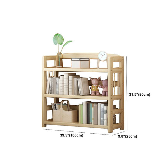 Natural Contemporary Style Standard Bookshelf 9.8-inch W Solid Wood Bookcase