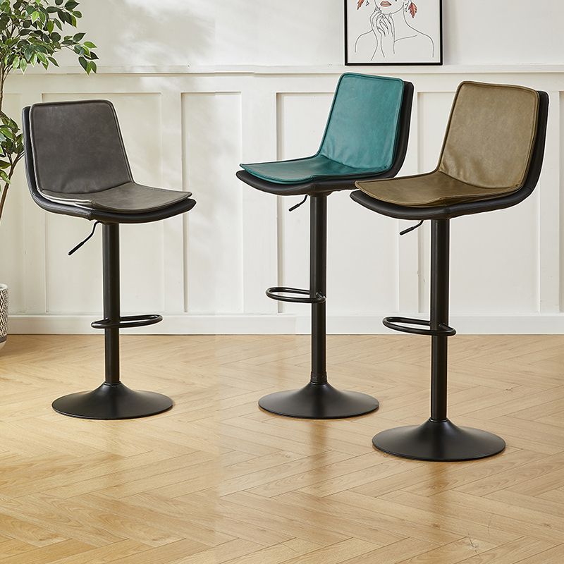 Scandinavian Adjustable Height Swivel Bar Stool Leather Upholstered Bar Stool Clearhalo 'Bar Furniture' 'Bar Stools' 'bar_stools' 'furn' 'furn_bar_stools' 'Furniture' 'Kitchen & Dining Furniture' 1200x1200_f37970cf-0939-40f3-9e22-b5755c6ab652