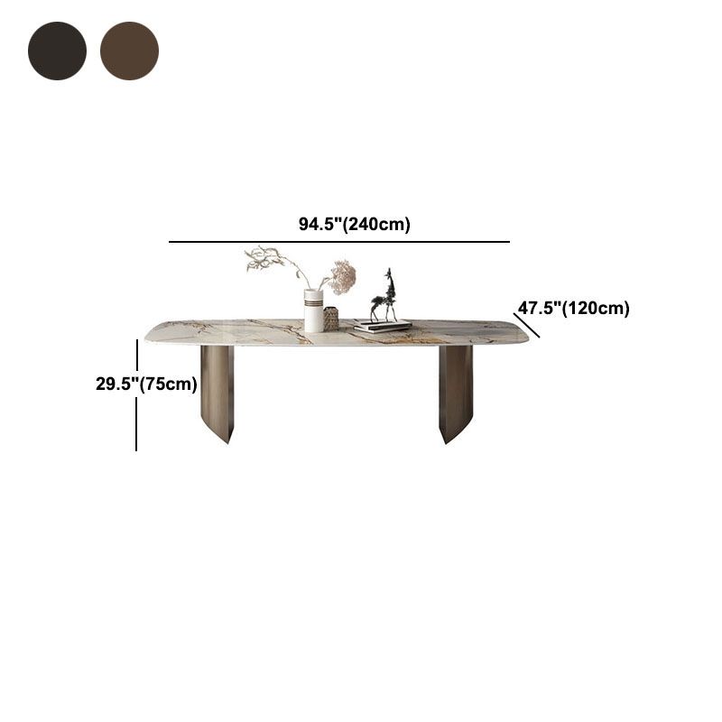 Traditional Luxury Top Dining Table Stone Table with Sled Base Clearhalo ' dining_table' 'Dining Tables & Seating' 'Dining Tables' 'furn' 'furn_dining_table' 'Furniture' 'furniture_dining_table' 'Kitchen & Dining Furniture' 'kitchen&dining_furn' 'kitchen' 'kitchen_dining_table' 1200x1200_f37a3834-561f-40ed-ac6f-d526466f0630