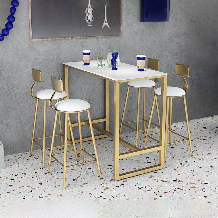 Glam Pub Table Set 1/3/5 Pieces Faux Marble Bar Table with Stools Clearhalo 'Bar Furniture' 'furn' 'furn_home_bar_bar_sets' 'Furniture' 'Home Bars & Bar Sets' 'home_bar_bar_sets' 'Kitchen & Dining Furniture' 1200x1200_f37a9657-ea21-46f2-b9cd-99bd6a61e0d5