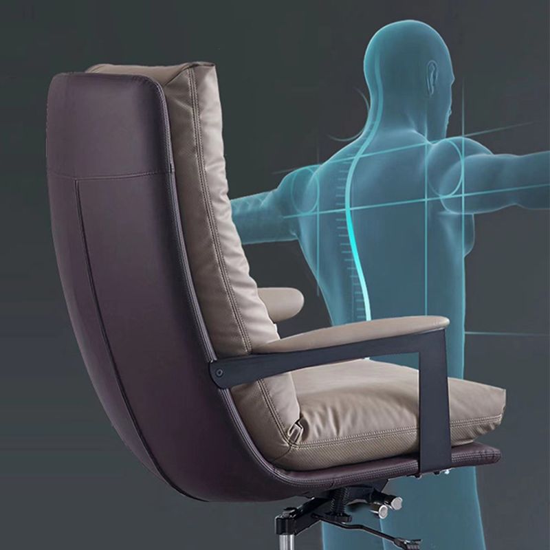 Contemporary Office Chair Adjustable Seat Height Leather Leather Executive Chair Clearhalo 'furn' 'furn_office_chair' 'Furniture' 'Office Chairs' 'Office Furniture' 'office_chair' 1200x1200_f37a9c54-20cb-4a97-8469-31a6533f56f8