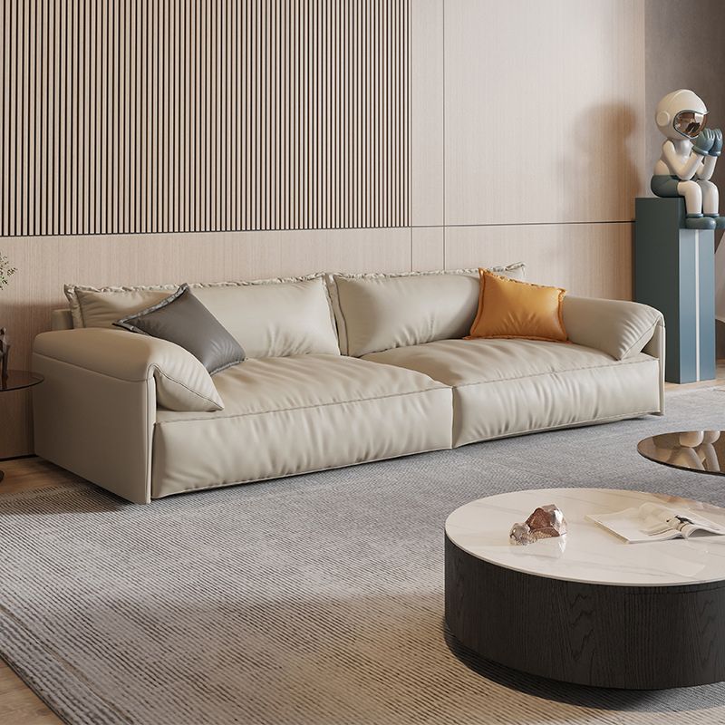 Ivory Stain Resistant Settee Furniture Faux Leather Pillow Top Arm Setee Clearhalo 'furn' 'furn_sofas' 'Furniture' 'furniture_sofas' 'kitchen' 'kitchen_sofas' 'Living Room Furniture' 'Sofa' 'sofas' 1200x1200_f37b05d7-0c66-49a6-aa0a-755df2647d40