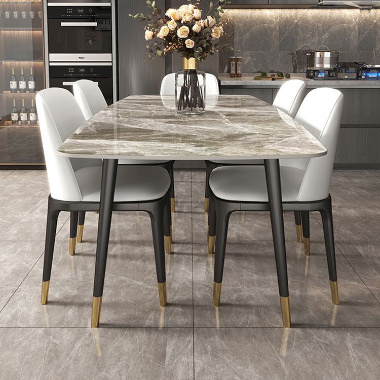 Contemporary Sintered Stone Dining Table Gray Rectangle Dining Table for Kitchen Clearhalo ' dining_table' 'Dining Tables & Seating' 'Dining Tables' 'furn' 'furn_dining_table' 'Furniture' 'furniture_dining_table' 'Kitchen & Dining Furniture' 'kitchen&dining_furn' 'kitchen' 'kitchen_dining_table' 1200x1200_f37c7791-e646-48c9-aa17-4491158d9d74
