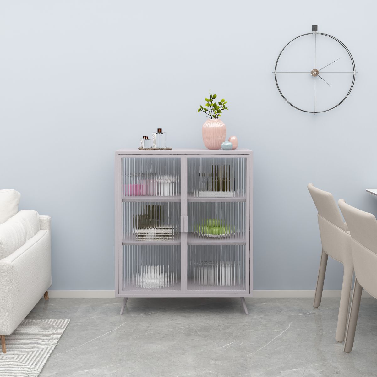 Glass Door Iron Sideboard Modern Server Cabinet with Storage for Kitchen Dining Room Clearhalo 'buffet_sideboard' 'Buffets & Sideboards' 'furn' 'furn_buffet_sideboard' 'Furniture' 'furniture_buffet_sideboard' 'Kitchen & Dining Furniture' 1200x1200_f37ca365-8c02-45bc-a057-6fc2a3312345