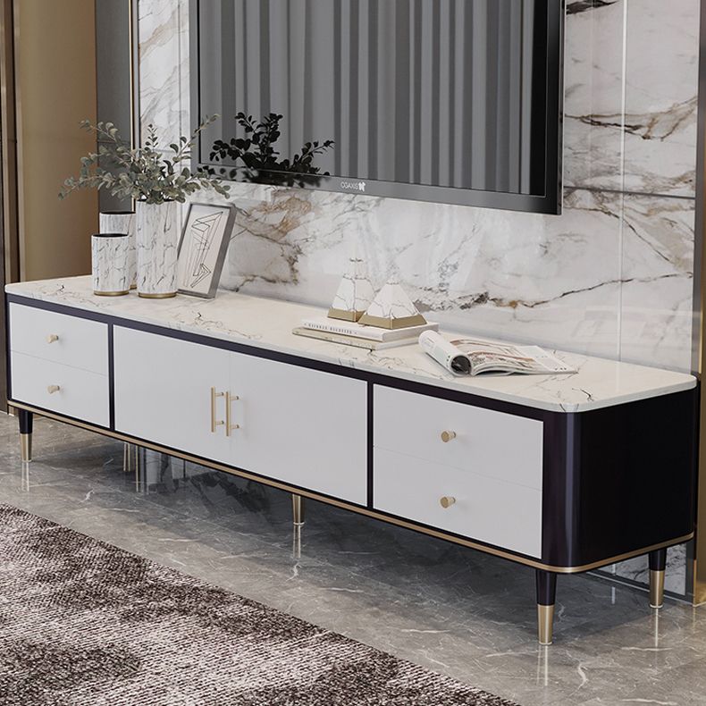 Glam TV Stand Enclosed Storage TV Stand Console with Cabinet