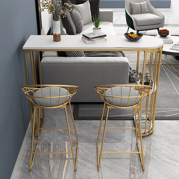 Glam Style Bar Table Stone Top Iron Base Pub Table with Shelf for Living Room, Only Table Clearhalo 'Bar Furniture' 'Bar Tables' 'bar_tables' 'furn' 'furn_bar_tables' 'Furniture' 'furniture_bar_tables' 'Kitchen & Dining Furniture' 1200x1200_f37ef106-a09f-42df-a9f3-00515d2d4615