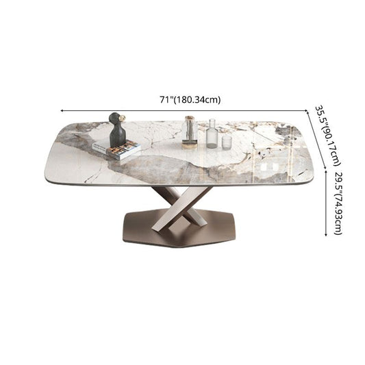 Modern Kitchen Sintered Stone Dining Set Rectangle Shape Standard Dining Set with 4 Legs Base Clearhalo 'Dining Room Sets' 'Dining Tables & Seating' 'dining_room_set' 'Furniture' 'furniture_dining_room_set' 'Kitchen & Dining Furniture' 'kitchen&dining_furn' 'kitchen' 1200x1200_f37f8ef1-1030-4c05-93e5-89c55110d0ef