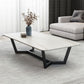 Glam Style Rectangular Slte Black Metal Trestle Type Base Coffee Table