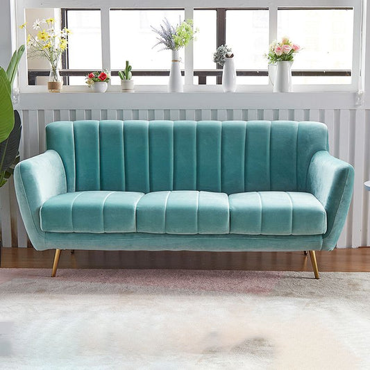 Modern Tight Back Couch Standard Velvet Tuxedo Arm Sofa in Green/Teal/Pink Clearhalo 'furn' 'furn_sofas' 'Furniture' 'furniture_sofas' 'kitchen' 'kitchen_sofas' 'Living Room Furniture' 'Sofa' 'sofas' 1200x1200_f382caaf-b8ad-428e-ae52-765b3ef04173
