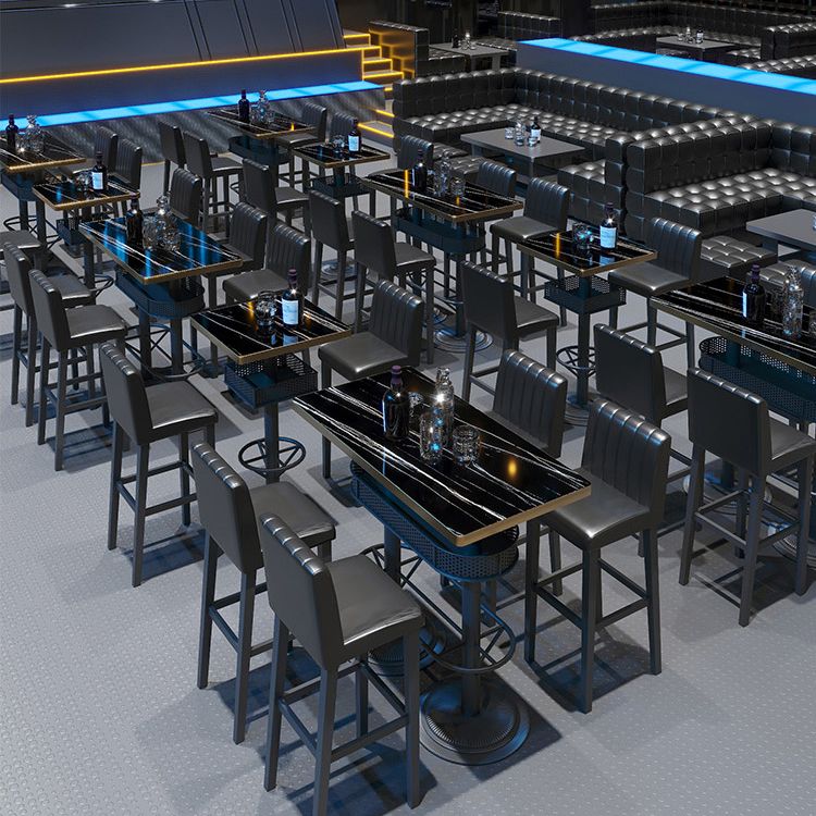 Industrial Style Bar Height Table Cafe Bar Dining Table with Storage Clearhalo 'Bar Furniture' 'Bar Tables' 'bar_tables' 'furn' 'furn_bar_tables' 'Furniture' 'Kitchen & Dining Furniture' 1200x1200_f3830b25-463f-4bb1-9553-f1b383a823a3