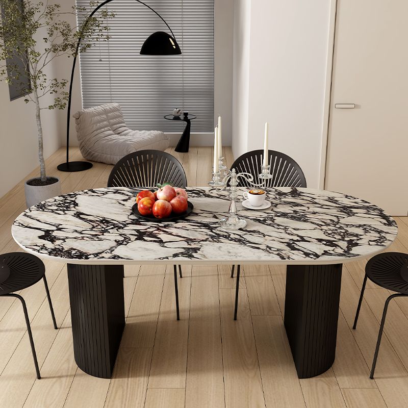 Oval Industrial Dinner Room Kitchen Table Double Pedestal Dining Table Clearhalo 'Dining Tables & Seating' 'Dining Tables' 'dining_table' 'furn' 'furn_dining_table' 'Furniture' 'Kitchen & Dining Furniture' 1200x1200_f3836d7e-e2fb-4038-a7c6-8dab8e415ba4
