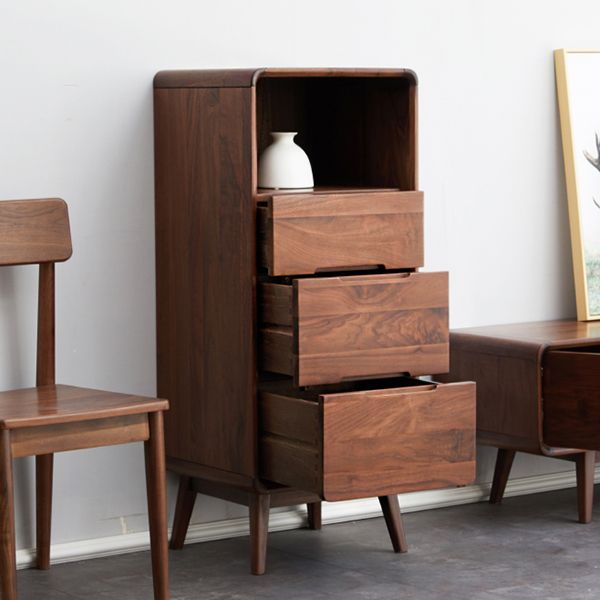 Moderne woonkamer Curio Kast Massief hout met open opslag