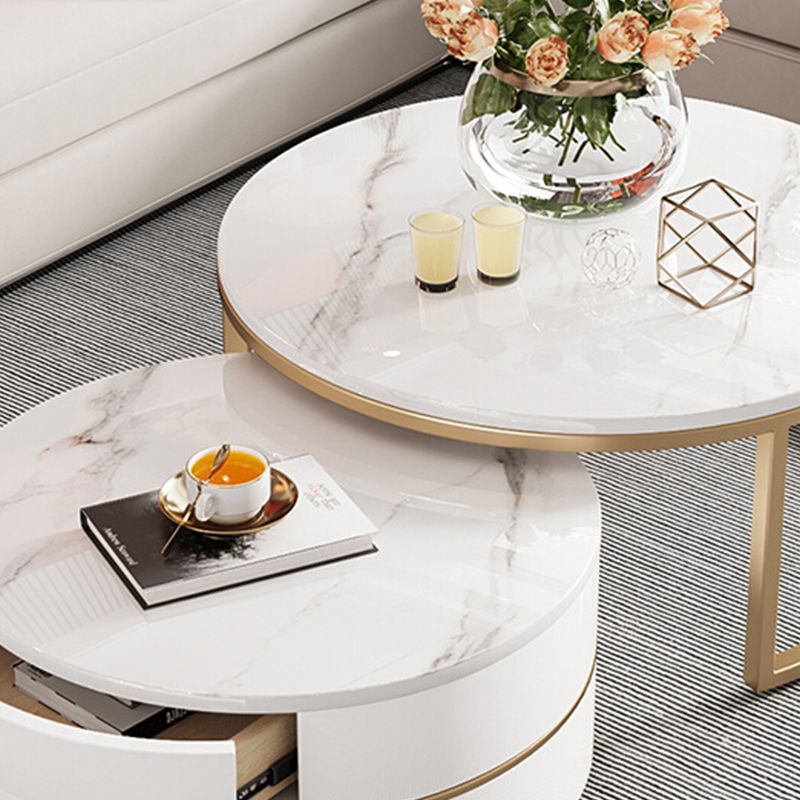 Modern Coffee Table Frame 2 Piece Nesting Tables with Golden Legs Clearhalo 'Coffee & Accent Tables' 'Coffee Tables' 'coffee_tables' 'furn' 'furn_coffee_tables' 'Furniture' 'Living Room Furniture' 1200x1200_f3851a4f-3e56-4915-8c9d-48c6c4074c02