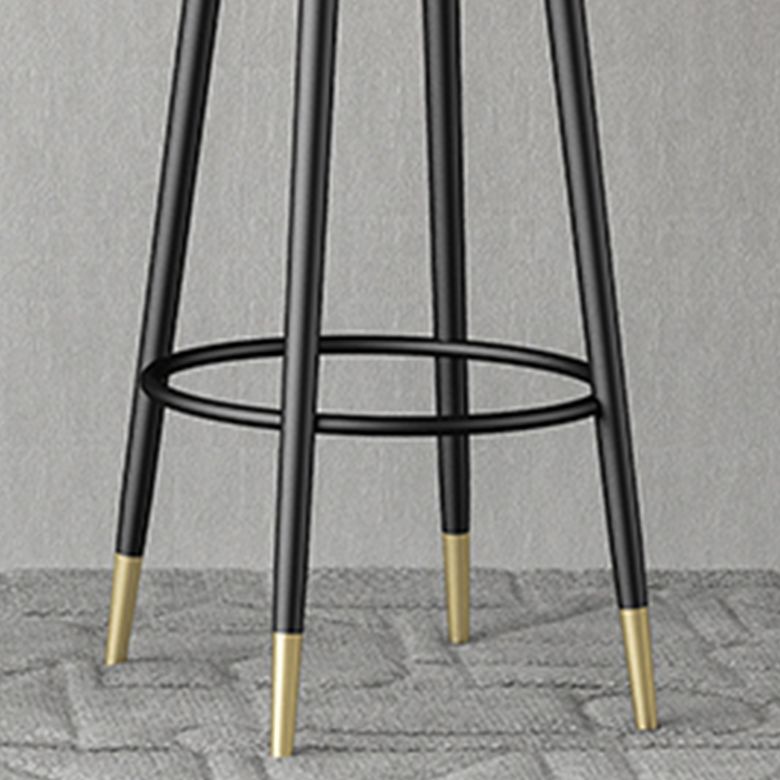 Modern Armless Backrest Counter Stool Iron Bar Stool with Wooden Seat and Pedal