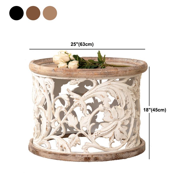 Black/wood/yellow Solid Wood Round Coffee Table with Frame Base Cocktail Table Clearhalo 'Coffee & Accent Tables' 'End & Side Tables' 'end_side_table' 'end_side_tables' 'furn' 'furn_end_side_tables' 'Furniture' 'furniture_end_side_table' 'Living Room Furniture' 1200x1200_f386d52f-380e-460b-ae44-f6ade226f35e