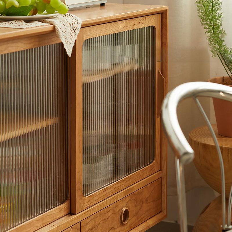 Contemporary Glass Doors Display Stand Pine Storage Cabinet for Dining Room Clearhalo 'Display & China Cabinets' 'display_china_cabinets' 'furn' 'furn_display_china_cabinets' 'Furniture' 'Kitchen & Dining Furniture' 1200x1200_f389b046-e573-418b-b643-cd73be0d6002