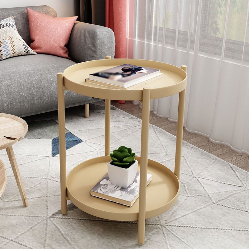 Modern Style Metal Table Top Metal Steel Base Round Side Table