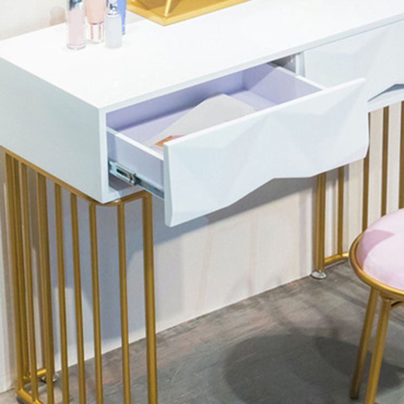 15,74 "Countes de maquillage en or blanc de large tables de vanité glam avec des tiroirs