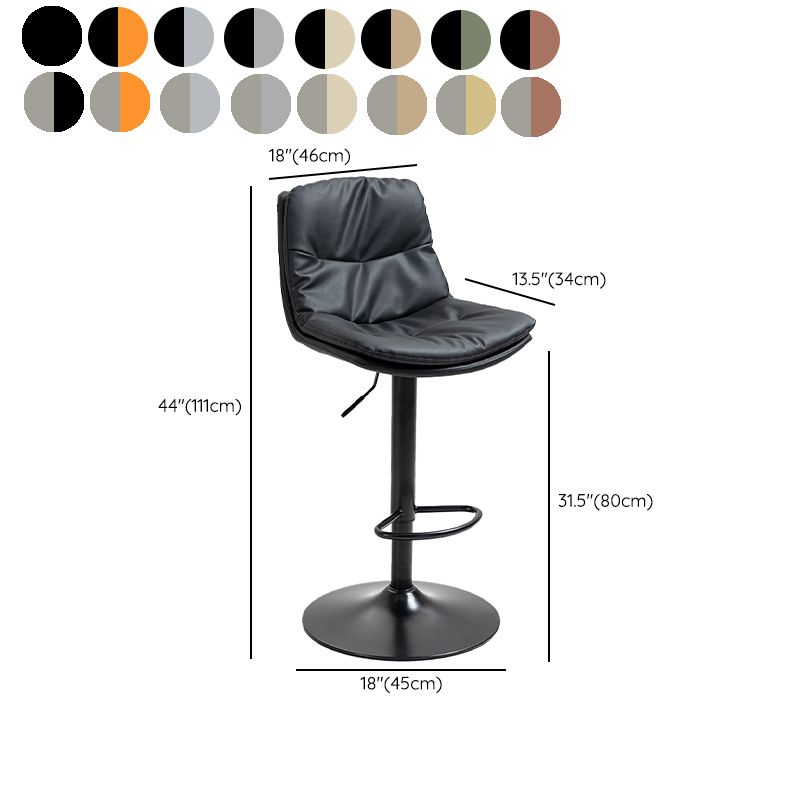 Modern Armless Rotatable Counter Stool Metal Cafe Bar Stool with Cushion and Pedal Clearhalo 'Bar Furniture' 'Bar Stools' 'bar_stools' 'furn' 'furn_bar_stools' 'Furniture' 'Kitchen & Dining Furniture' 1200x1200_f38d4f38-632e-4c4f-a29d-555da6df3753