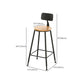 Industrial Backrest Bar Stools Metal Barstool with Metal Legs