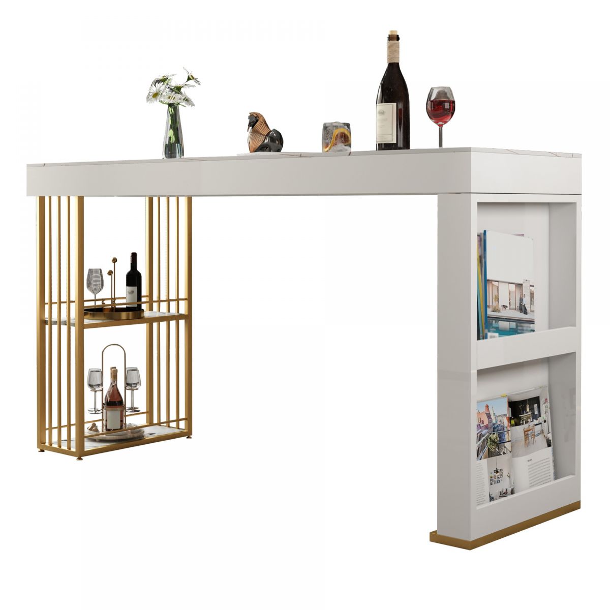 Rectangle Bar Dining Table Modern Bar Dining Table with Sled Base Clearhalo 'Bar Furniture' 'Bar Tables' 'bar_tables' 'furn' 'furn_bar_tables' 'Furniture' 'furniture_bar_tables' 'Kitchen & Dining Furniture' 1200x1200_f390d9f0-de3b-4036-ac2a-5764daf57beb