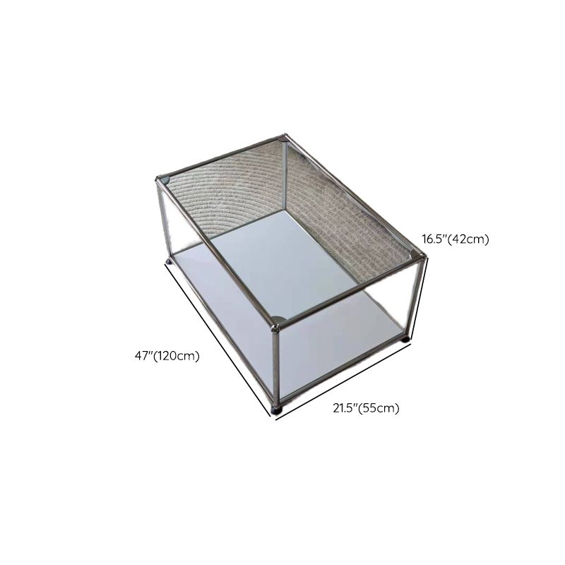 16.53"H Rectangle Glass Coffee Table Stainless Steel Frame Cocktail Table Clearhalo 'Coffee & Accent Tables' 'Coffee Tables' 'coffee_tables' 'furn' 'furn_coffee_tables' 'Furniture' 'Living Room Furniture' 1200x1200_f390e032-e9b1-4bb2-b6f2-e69c774a9895